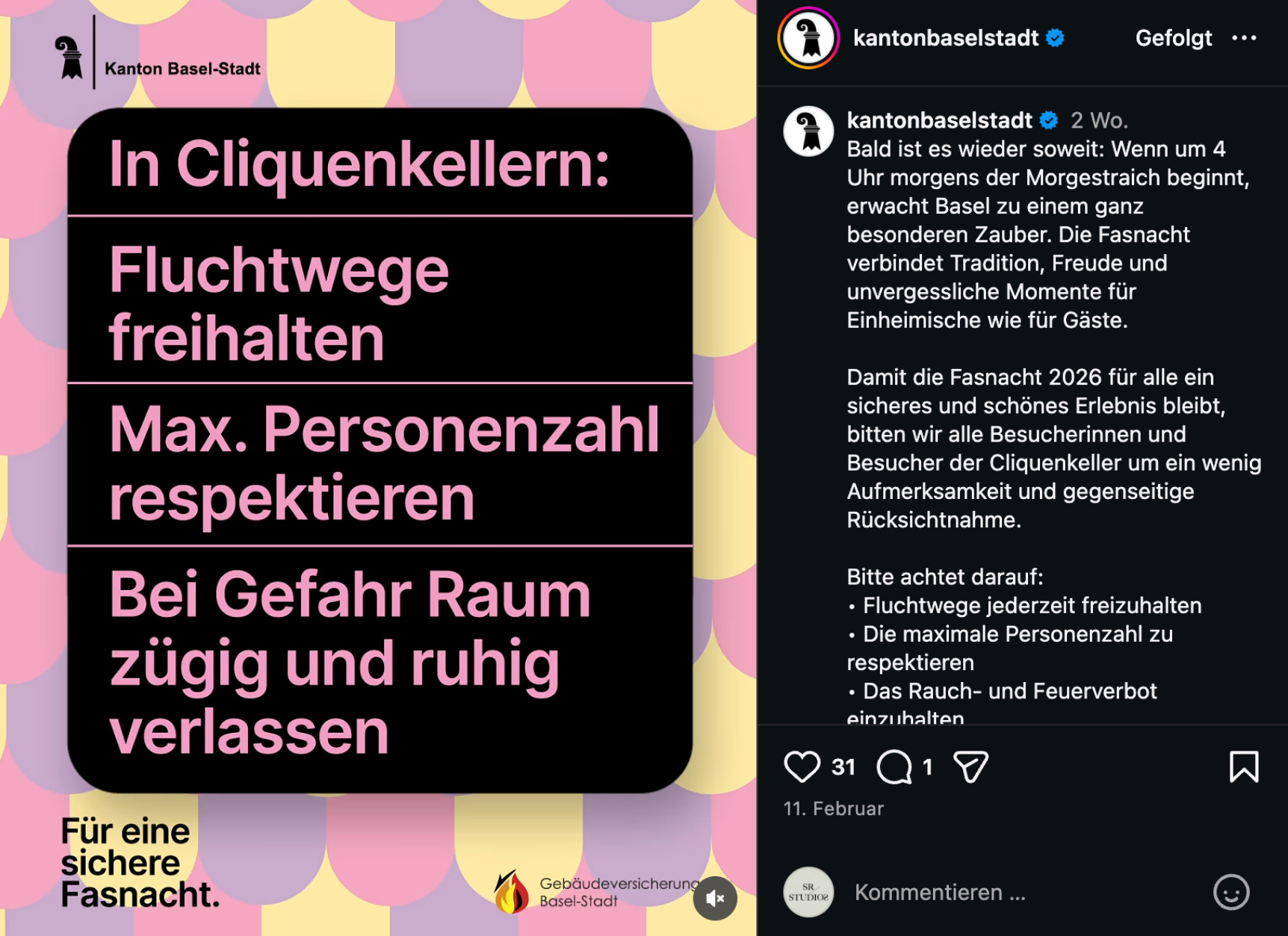 Für eine sichere Fasnacht, Awareness Kampagne für den Kanton Basel-Stadt durch SR-STUDIOS. | SR-STUDIOS